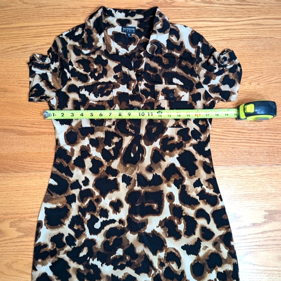 En Focus Studio Size 10 Women's Knee Length Leopard Collar Shirt Dress NWoT - Picture 9 of 10
